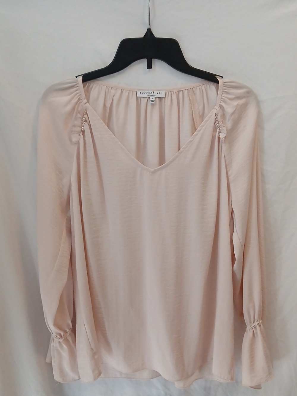 Current Air Pale Blush V-Neck Long Sleeve Blouse
